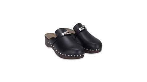 HERMES Calfskin Carlotta Mules 37 Black 